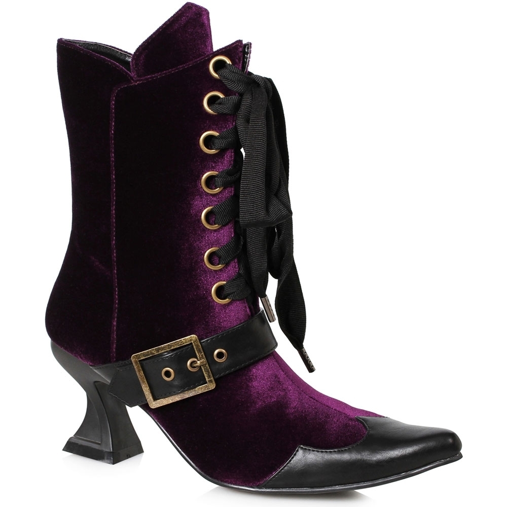 Elegant Purple and Black Women's Ankle Boots By ELLIE - Picture 3 of 10